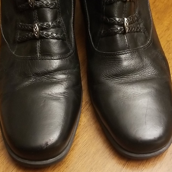 🍒Black leather ankle boots 💚 - Picture 2 of 9